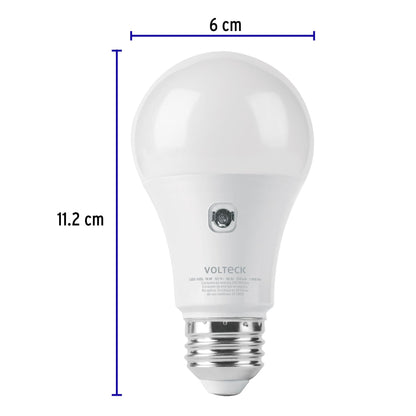 Lámpara LED tipo bulbo A19 10 W con sensor de luz, Volteck