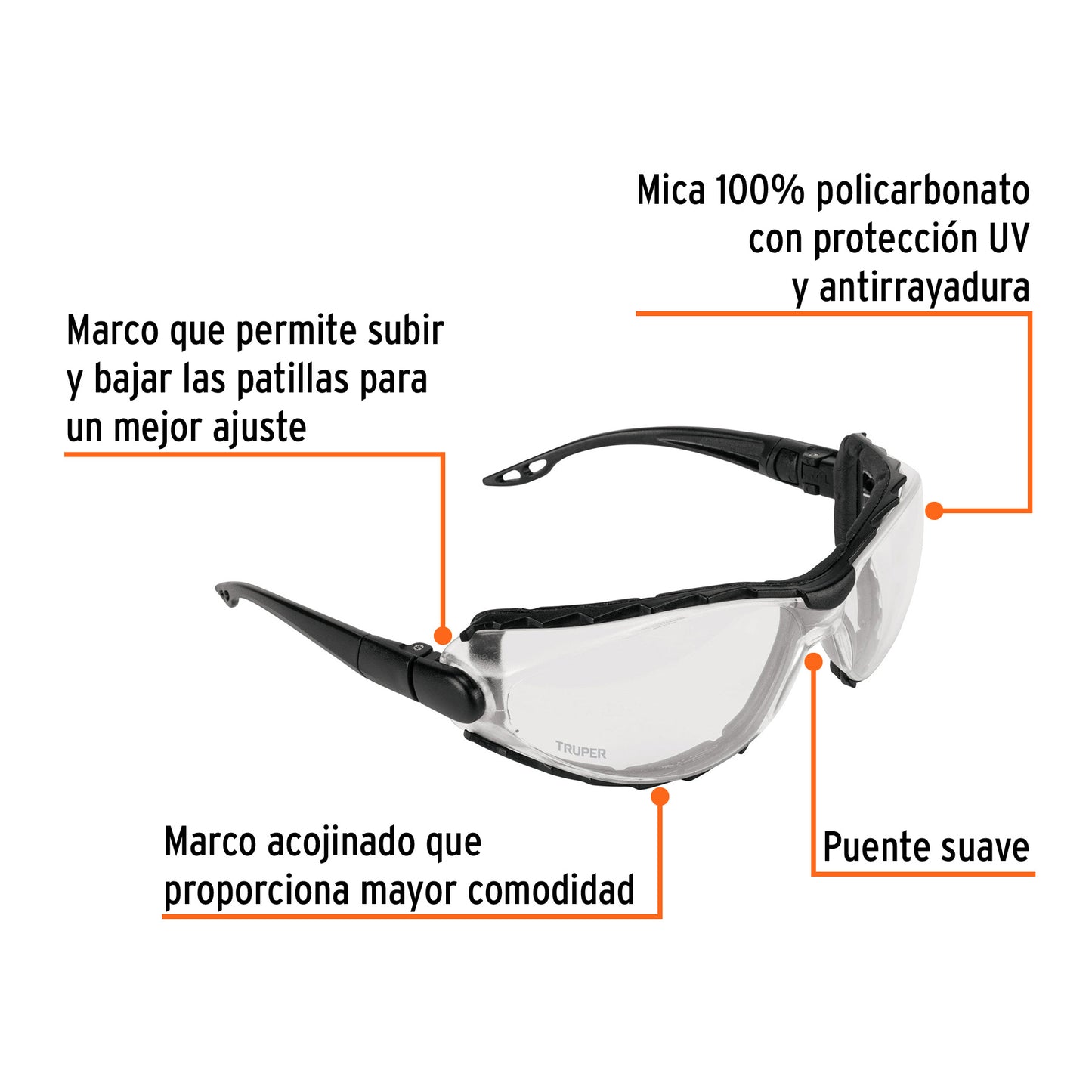 Lentes transp antiempaño c/marco de espuma y correa, Expert