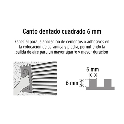Llana 11' dentado cuadrado 1/4', 6 remaches, mgo madera