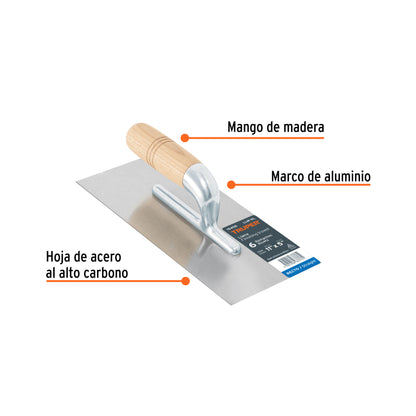 Llana 11' canto recto, 6 remaches, mgo madera, Truper