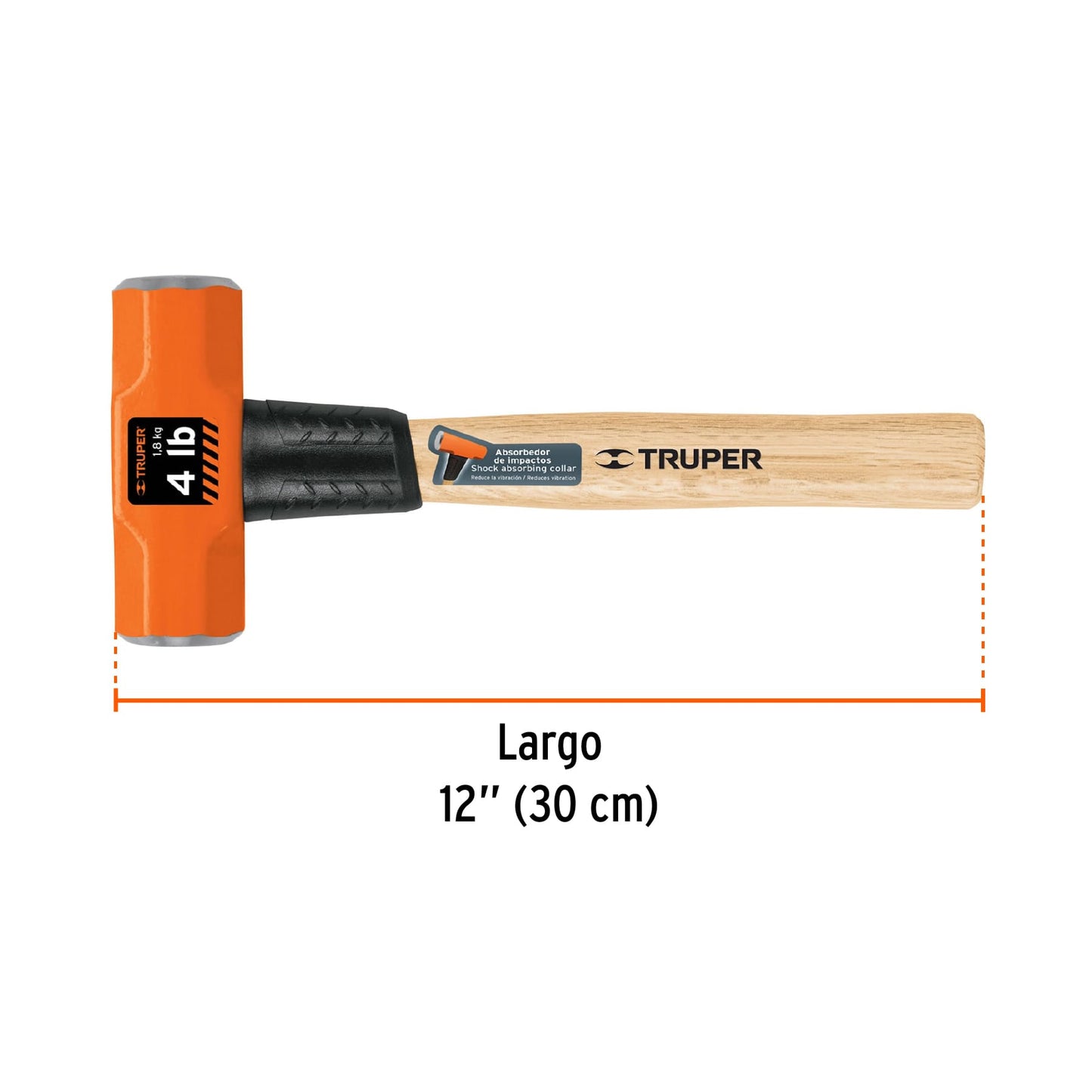 Marro octagonal 4 lb, mango de madera 12', Truper