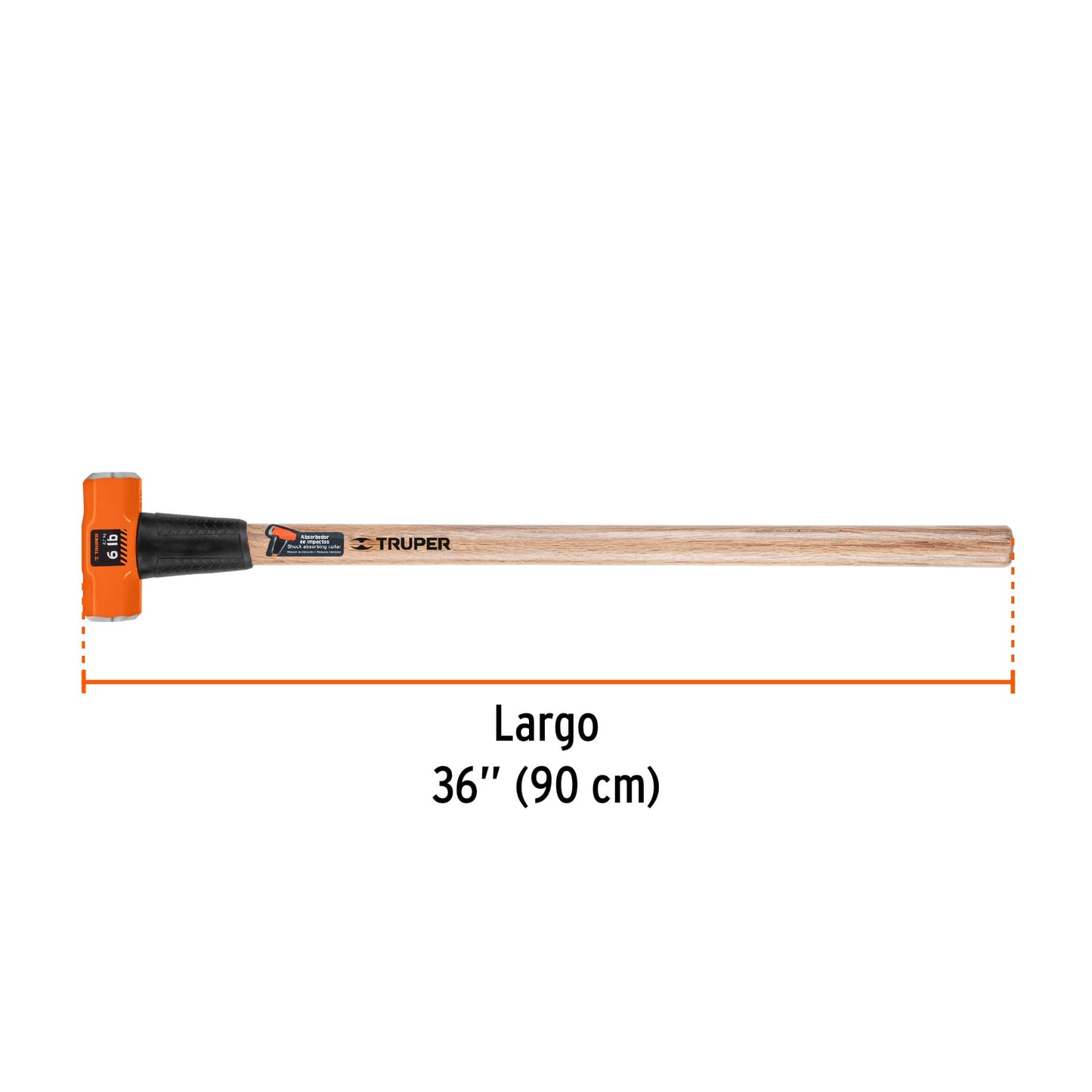 Marro octagonal 6 lb, mango de madera 36', Truper