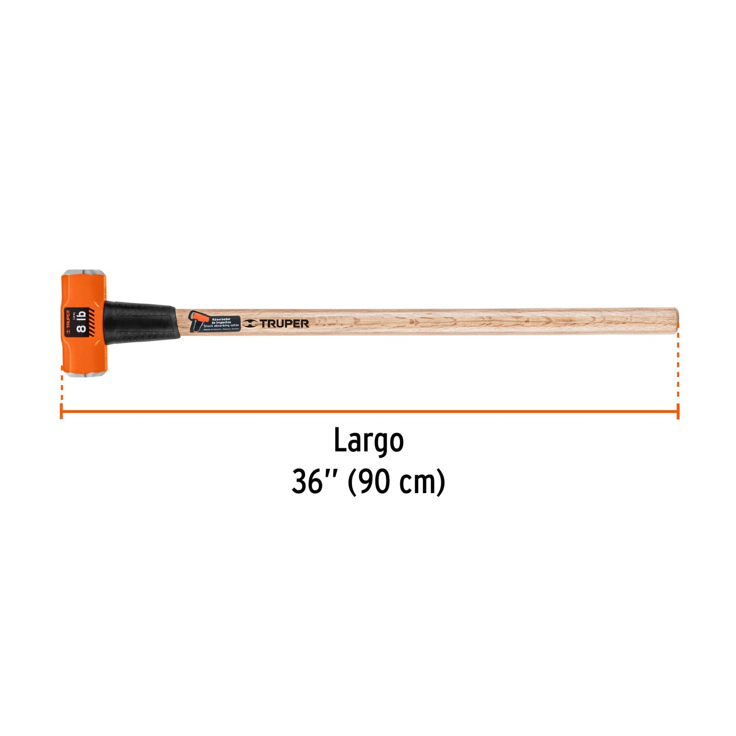 Marro octagonal 8 lb, mango de madera 36', Truper