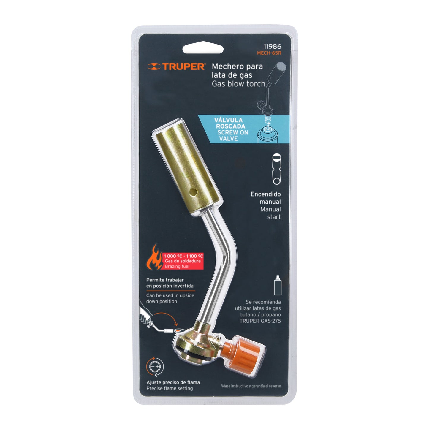Mechero para lata de gas con válvula roscada, TRUPER