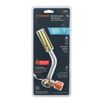 Mechero para lata de gas con válvula roscada, TRUPER