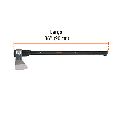 Hacha media labor 3 lb, mango de fibra de vidrio 36', TRUPER