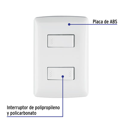 Placa armada 1 interruptor 1 escalera,blanco, línea Italiana