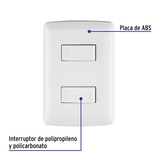 Placa armada 1 interruptor 1 escalera,blanco, línea Italiana