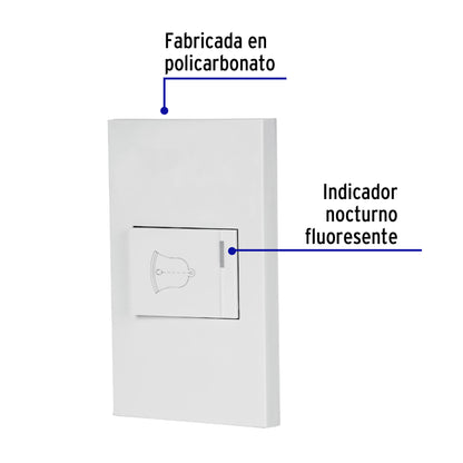 Placa armada 1 interruptor de timbre,1.5mod, Española,blanco