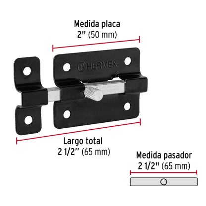 Pasador de barra plana 2', negro, HERMEX