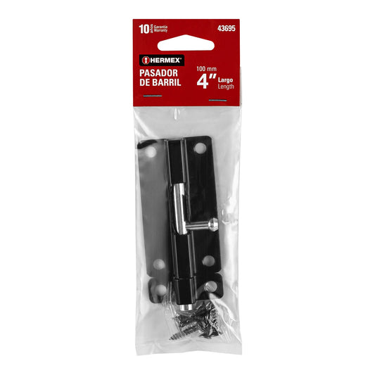 Pasador de barril 4' de acero acabado negro, HERMEX