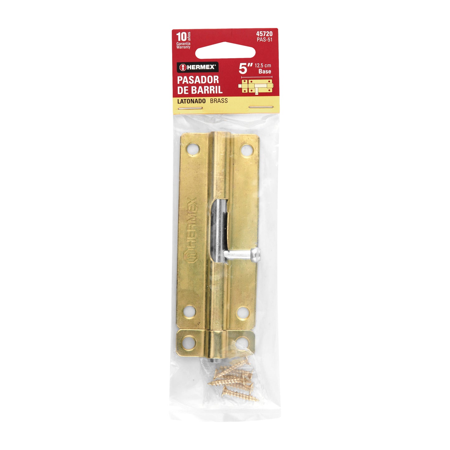 Pasador de barril de acero latón 5', HERMEX