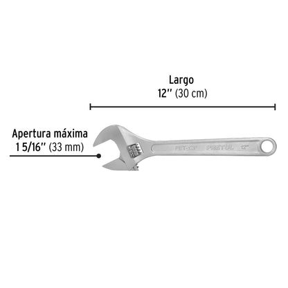 Llave ajustable (perico) 12' cromada, Pretul