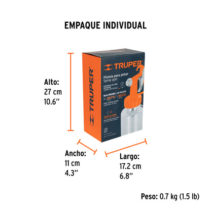 Pistola p/pintar baja presión, 1.5 mm, naranja, entrada inf