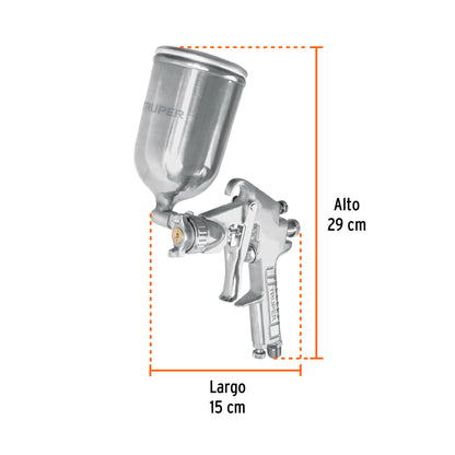 Pistola p/pintar gravedad LVMP vaso aluminio, 1.7 mm, Truper
