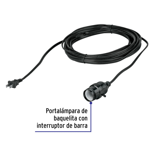 Portalámparas con cable de 10 m, VOLTECK