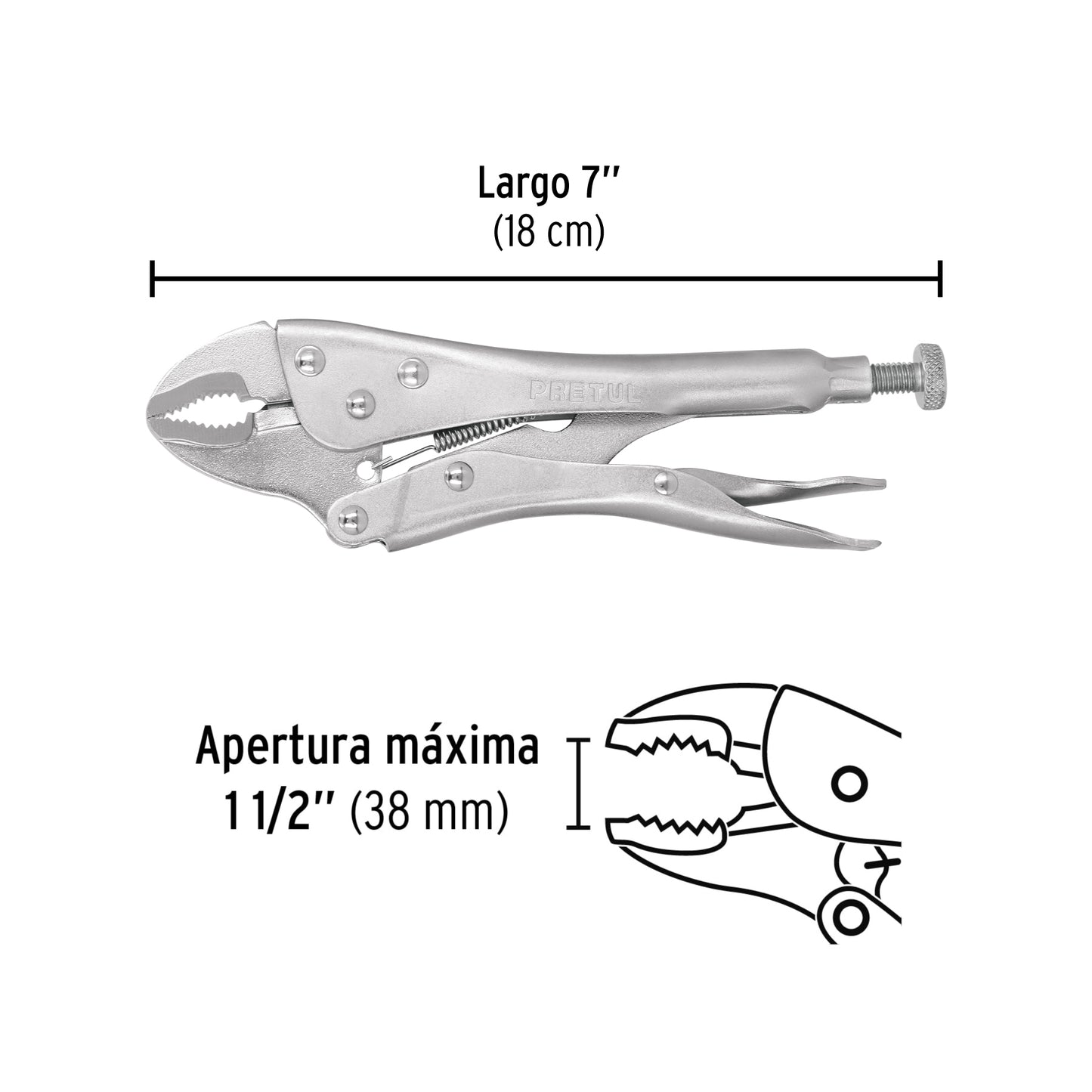 Pinza de presión 7' mordaza curva, Pretul