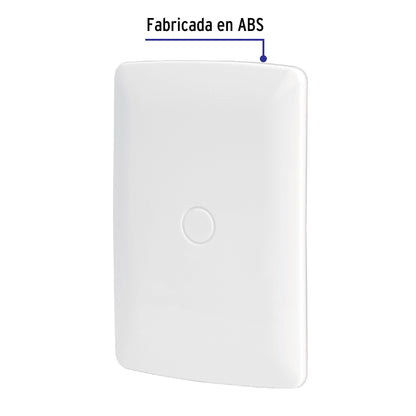 Placa de ABS, ciega, línea Italiana, color blanco, Volteck
