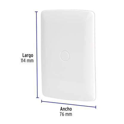 Placa de ABS, ciega, línea Italiana, color blanco, Volteck