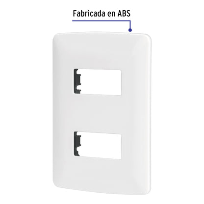 Placa 2 módulos de ABS, línea Italiana, color blanco