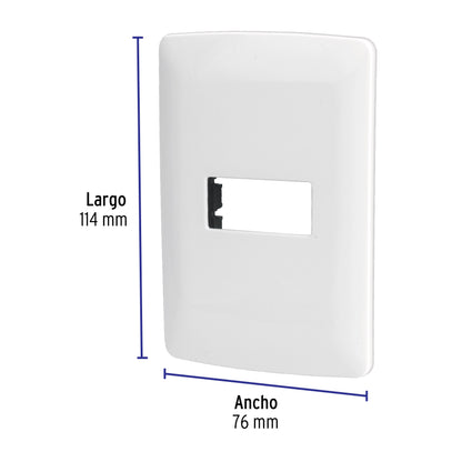 Placa 1 módulo de ABS, línea Italiana, color blanco, Volteck