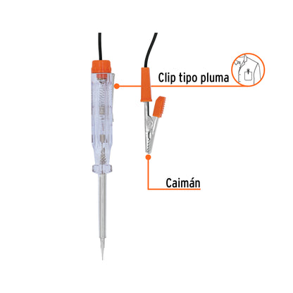 Probador de circuitos de corriente directa 14 cm c/caimán