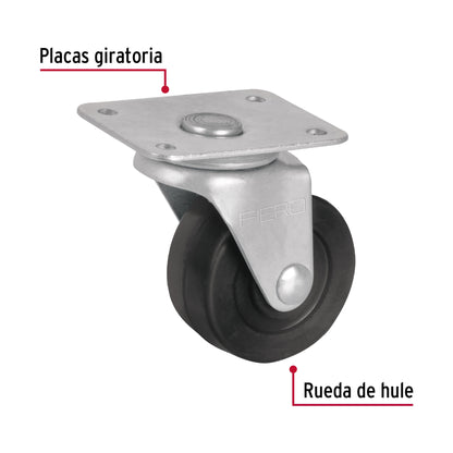Rodaja hule 2', placa giratoria c/buje, carga 25kg, FIERO