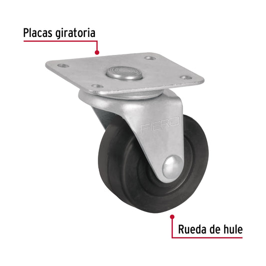 Rodaja hule 2', placa giratoria c/buje, carga 25kg, FIERO