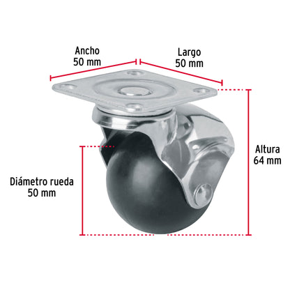 Rodaja esférica, 50 mm con placa, FIERO