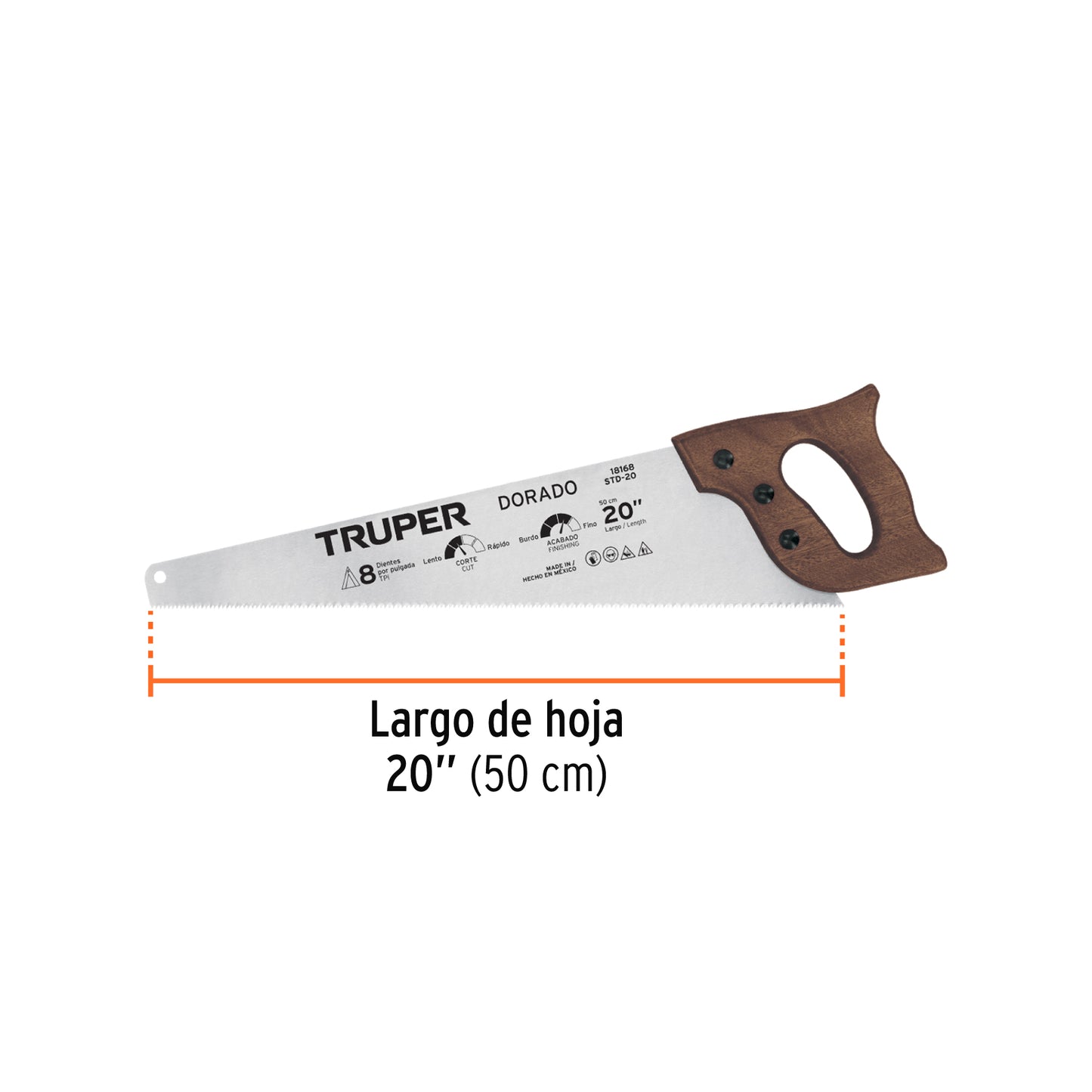 Serrucho 20' Dorado, 8 DPP, Truper
