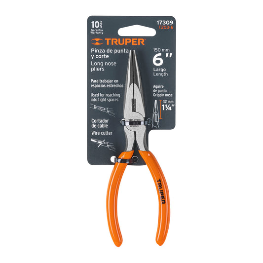 Pinza de punta y corte 6' mango de PVC, Truper