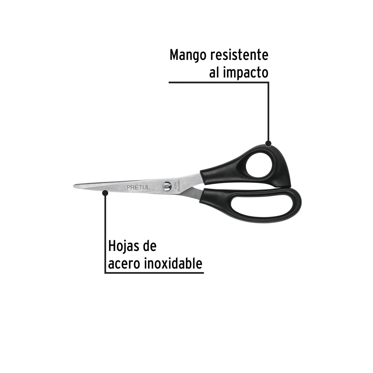 Tijera 7' de acero inoxidable para casa y oficina, PRETUL