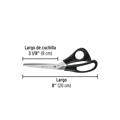 Tijera 8' de acero inoxidable para casa y oficina, PRETUL