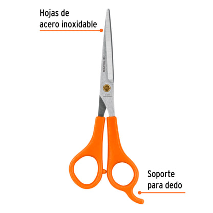 Tijera 6' acero inox con gancho, para estilista, TRUPER