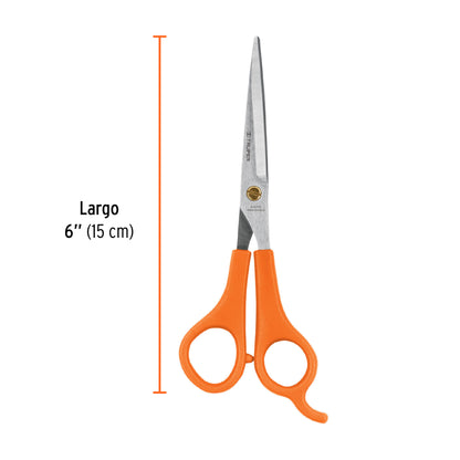 Tijera 6' acero inox con gancho, para estilista, TRUPER