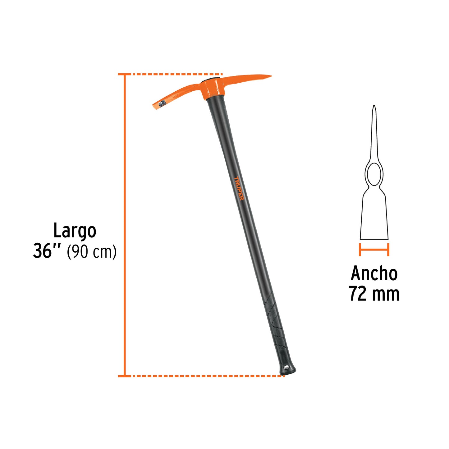 Talacho-pico 2.5 lb, mango fibra de vidrio 36', Truper