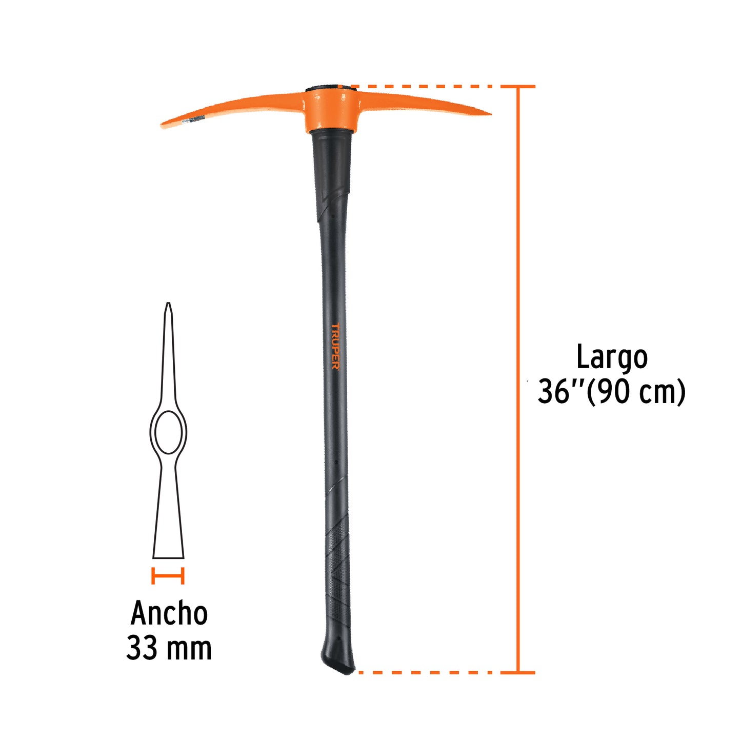 Zapapico 5 lb, mango fibra de vidrio 36', Truper